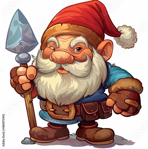 illustration, cartoon, vector, cute, gnome, funny, design, character, happy, decoration, drawing, holiday, elf, background, greeting, celebration, hat, isolated, little, doodle, card, beard, gnomes, 