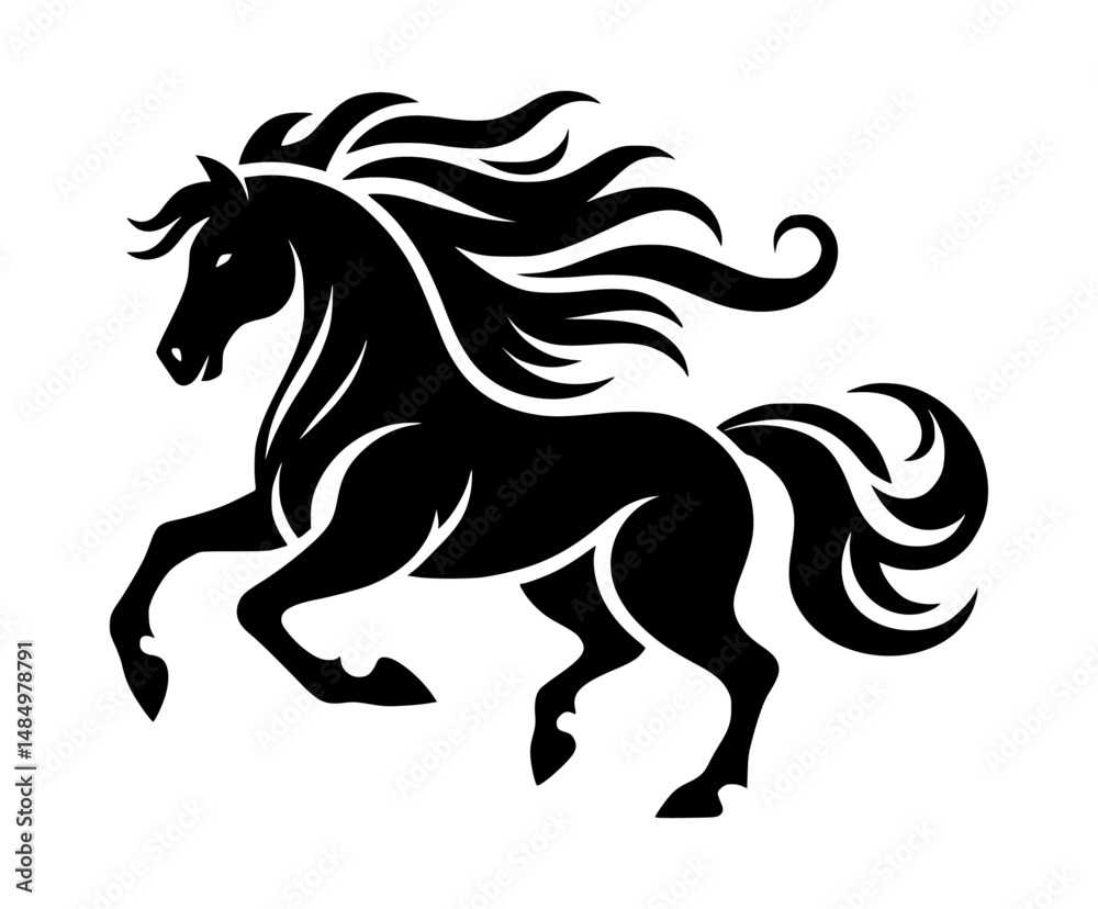 Obraz premium Simple Galloping Horse Vector Logo