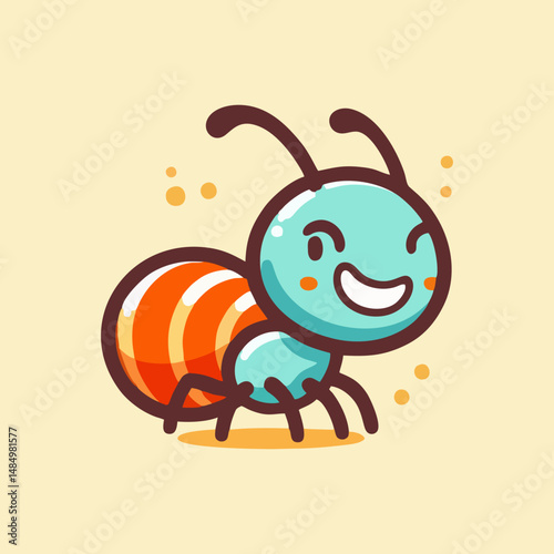 Ant Mascot design for branding mascot company logo cute cartoon character funny vector illustration drawing avatar adorable animal bug artwork identity fantasy colorful joyful minimal modern icon