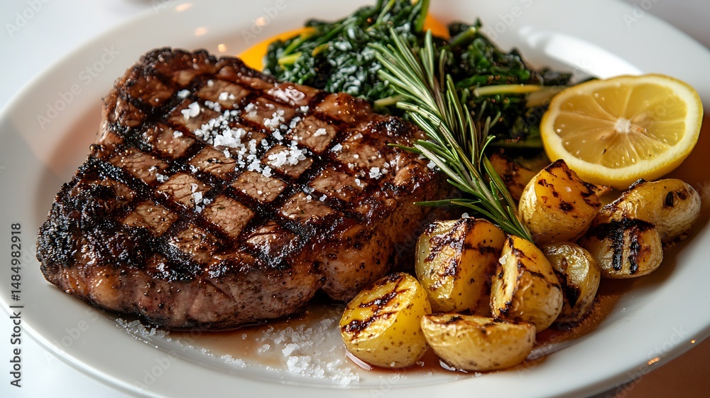 Grilled Steak with Roasted Potatoes and Greens Grilled Steak with Roasted Potatoes and Greens