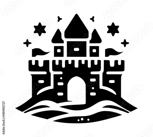 Sand Castle Black and White Vector Logo