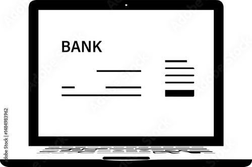 Laptop displaying online banking interface with financial details ,  banking transaction on laptop  