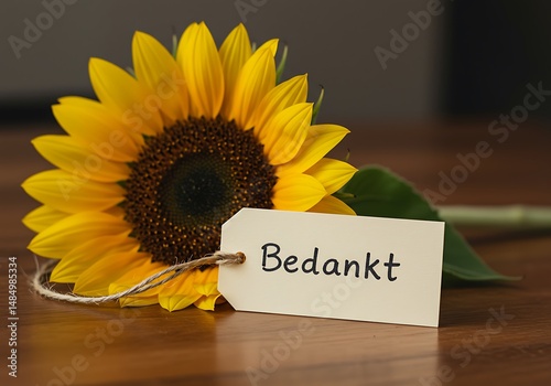 Sunflower with Tag Saying Thank You