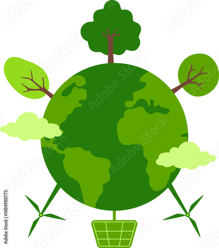 World environment day illustration. Ecology, eco friendly, green city, save planet for environment awarness. Vector isolated.