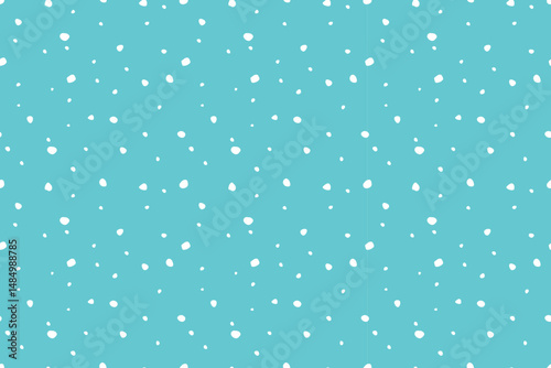 Beautiful seamless pattern with white uneven polka dots on  blue background. Abstract spots.  For wallpaper, textiles, packaging wrappers, packaging.