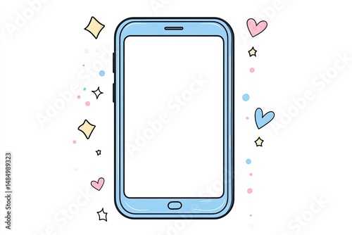 Cute cartoon phone illustration with pastel colors and fun decorative elements
