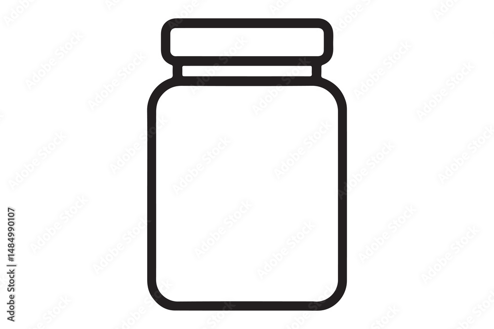 Simple Line Drawing of a Closed Glass Jar Simple Line Drawing of a Closed Glass Jar