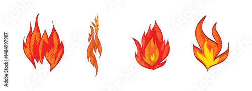 Set Icon Flames full color