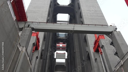 Cargo Vessel Ascending the Three Gorges Ship Lift