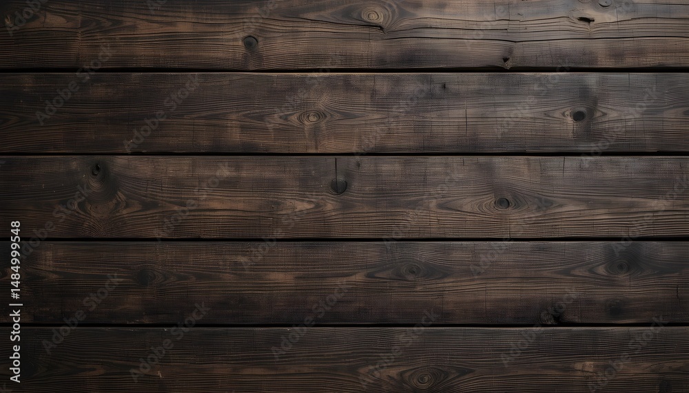 Fototapeta premium Dark Wooden Plank Texture with Natural Grain and Knots for Rustic and Interior Design Backgrounds