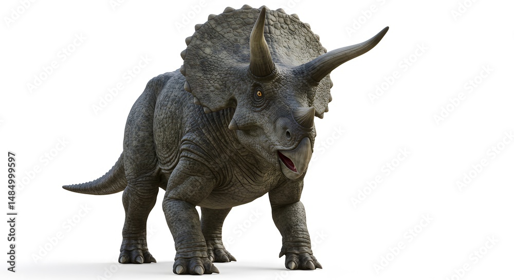 Fototapeta premium Triceratops set against white isolated background