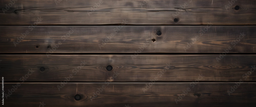 Naklejka premium Dark Wooden Plank Texture with Natural Grain and Knots for Rustic and Interior Design Backgrounds