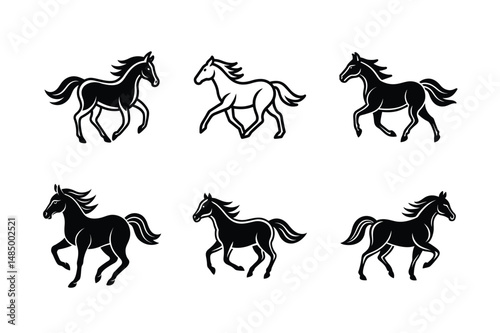 wild mustang black stallion silhouette