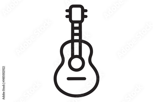 Simple Line Art Illustration of an Acoustic Guitar