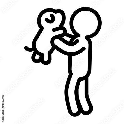Daily Life Outline Icon. Playing with dog
