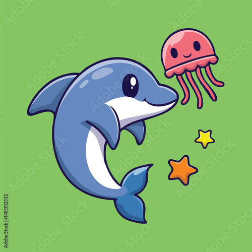 Dolphins playing with jellyfish