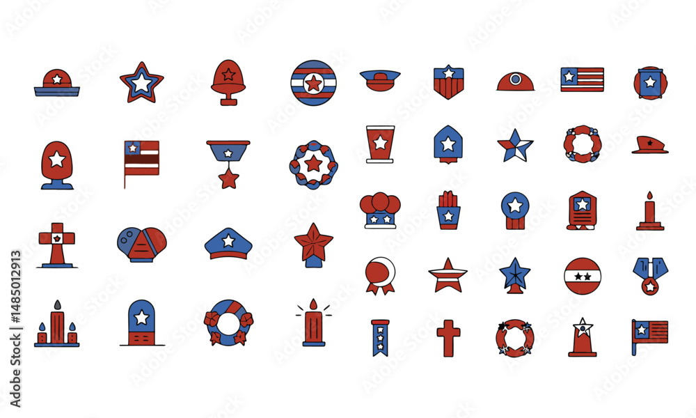 Fototapeta premium memorial day set icon 