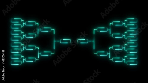 Animated glowing bracket tournament infographic on a dark background for competition