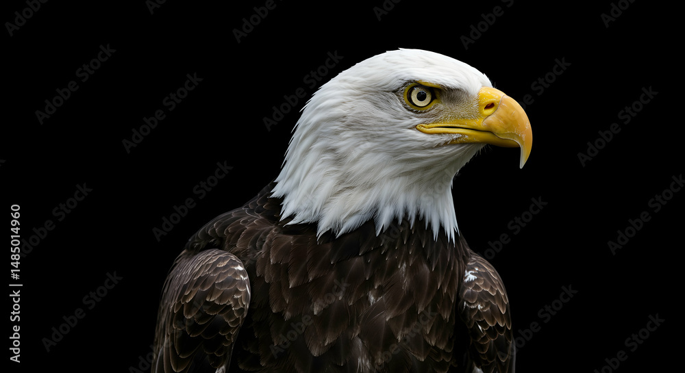 Obraz premium Eagle Portrait Against Black Background Bird Head Close Up