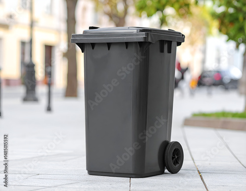 mockup of a plain plastic trash bin with no text, labels, or logos