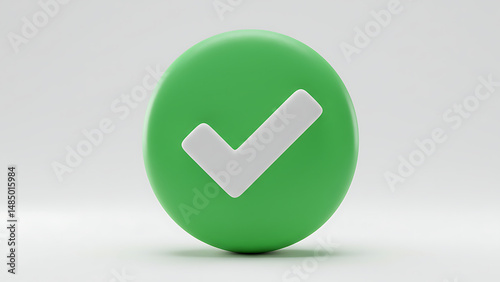 3D Render:  Green Orb with Embossed White Checkmark