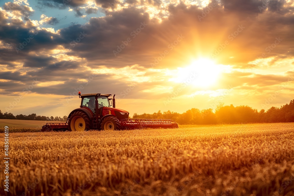 Fototapeta premium combine harvester working on the field