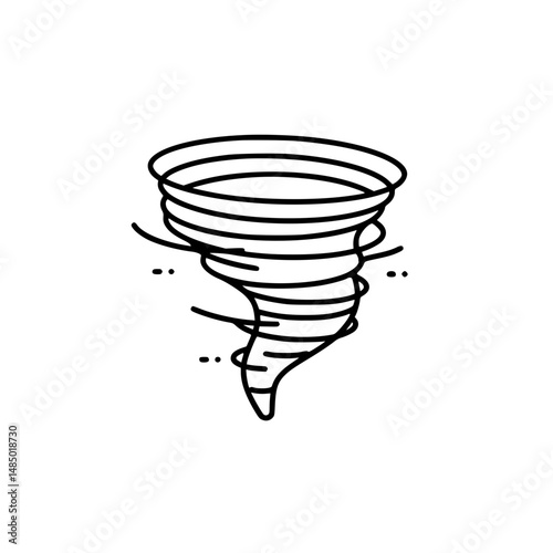 Powerful Vortex Line Art Illustration of a Tornado