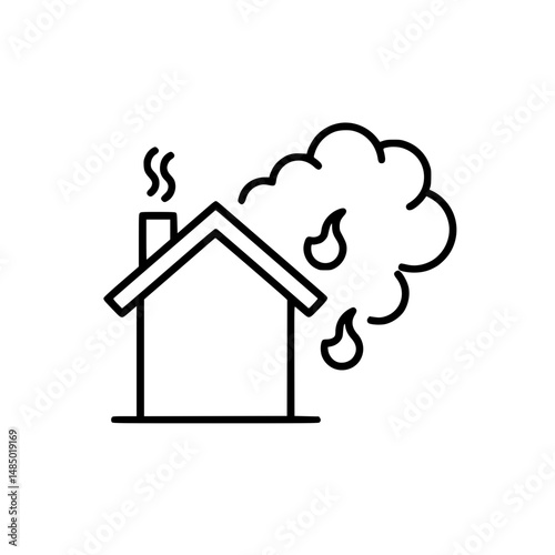 House Fire Smoke Emergency Safety Icon Illustration