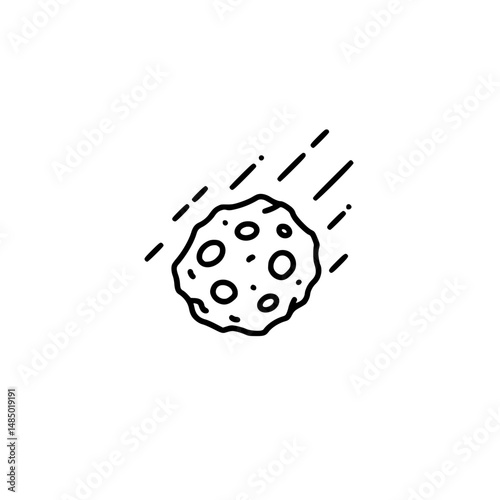 Meteoroid Falling Line Art Illustration of a Space Rock