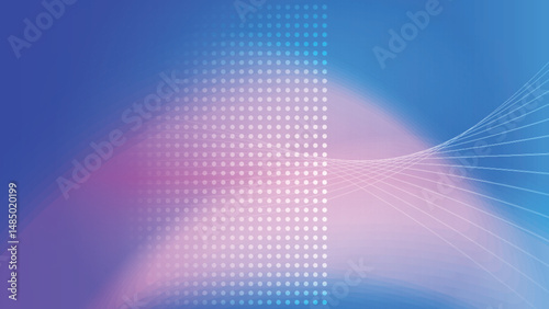 Abstract colorful neon light with dot halftone screen and curve line creative background. Vector illustration.