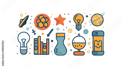Flat Design Book and Study Icons Set