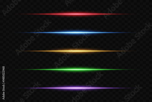 Bright horizontal effects of glare of light and laser beams.