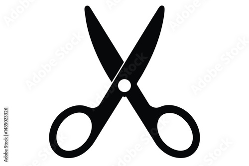 Simple black and white scissors icon.