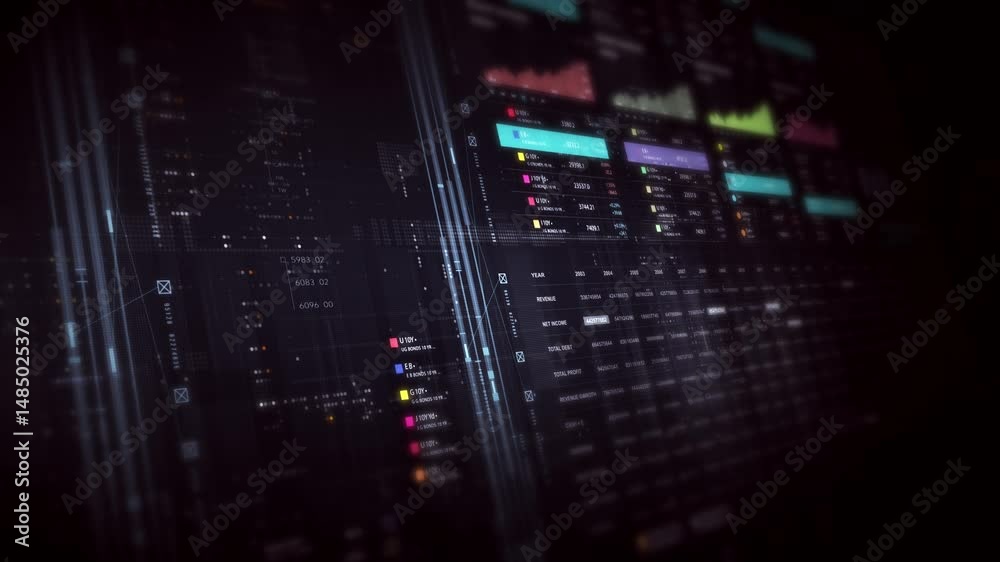 Dynamic data visuals for business info graphics, animated charts, and data-driven insights for a business meeting mock-up. Explore the world of trading, stock exchanges, and crypto