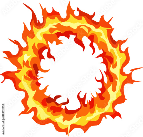 Outlined fireball with spark effects