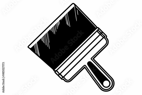 Black and White Illustration of a Paintbrush for Home Improvement