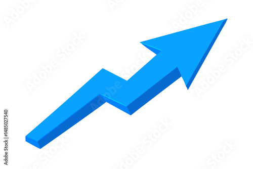 Three Dimensional Blue Arrow Pointing Upwards Representing Growth
