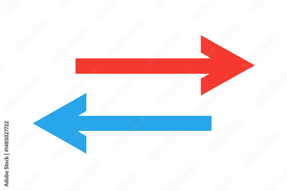 Simple Red and Blue Arrows Pointing Opposite Directions Simple Red and Blue Arrows Pointing Opposite Directions