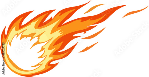 Vector illustration of explosive fireball – flat style with red-hot flames