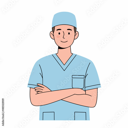 Confident Professional: A professional health specialist is positioned with folded arms, displaying confidence and readiness, evoking the ethos of professionalism and the pursuit of wellness.