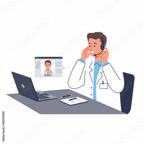 Telemedicine Consultation: A medical professional facilitates a remote healthcare session. Depicting a doctor consulting virtually with a patient, symbolizing modern healthcare practices