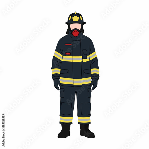 Heroic Firefighter Ready for Duty: A courageous firefighter stands tall, ready for action, embodying bravery, preparedness, and the spirit of service.
