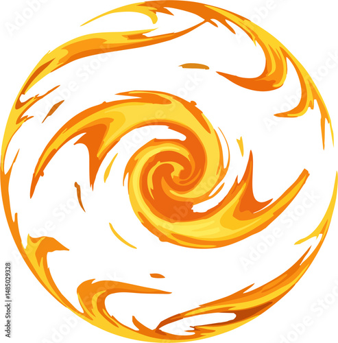 Clean vector fireball with starburst flame pattern