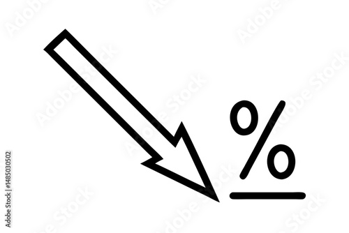Bold Black Arrow Pointing Downward Next to Percentage Symbol