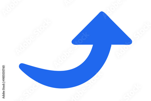 Abstract Blue Curved Arrow Pointing Upwards Simple Icon