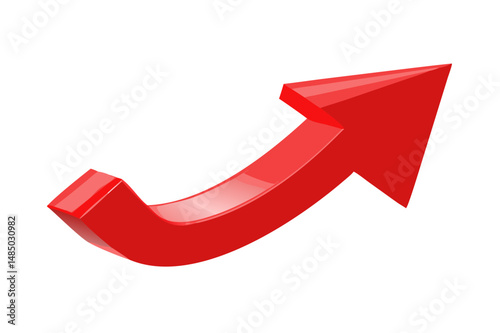 3D Red Arrow Curved Upwards Pointing Right Success Growth