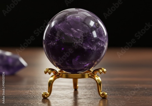 Amethyst sphere isolated on transparent background