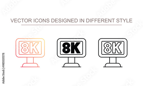 8k icon design with white background stock illustration