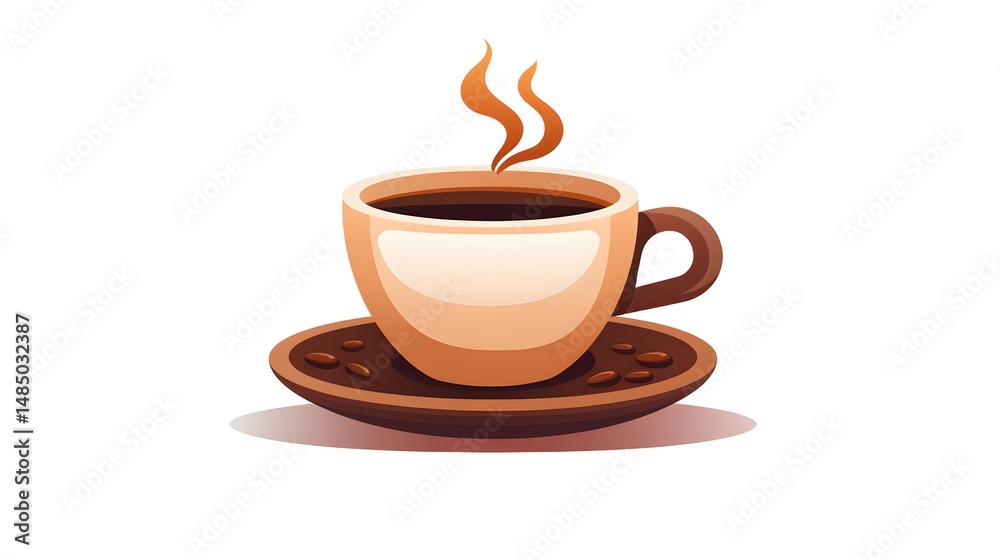 Obraz premium Modern and Elegant Coffee Cup Vector Illustration Logo Icon Clipart