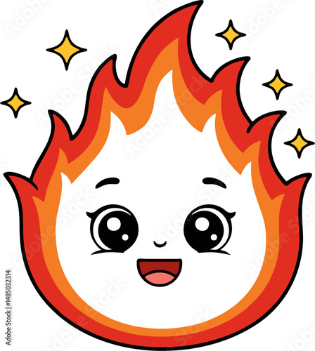 Minimal fireball character with arms and eyes